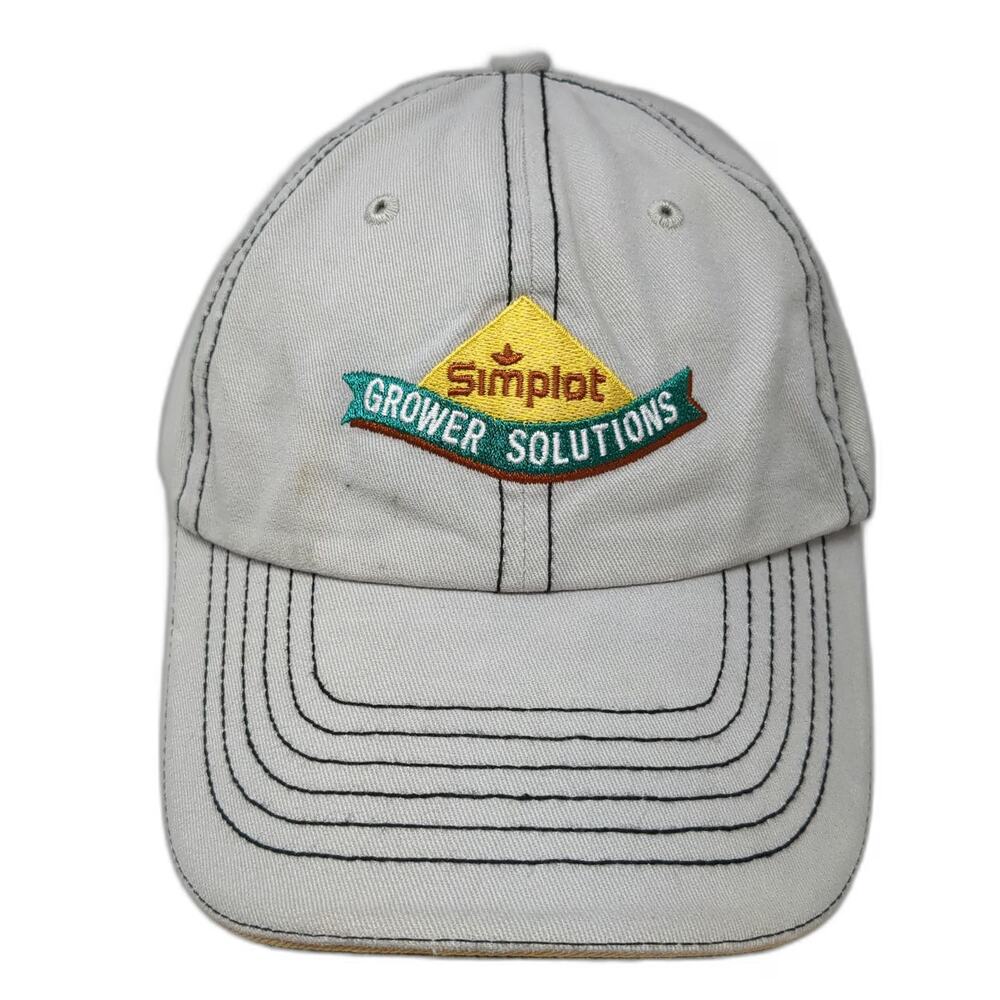 Simplot Baseball Cap Gray One Size Strapback Cotton Embroidered Logo Hat Stitch